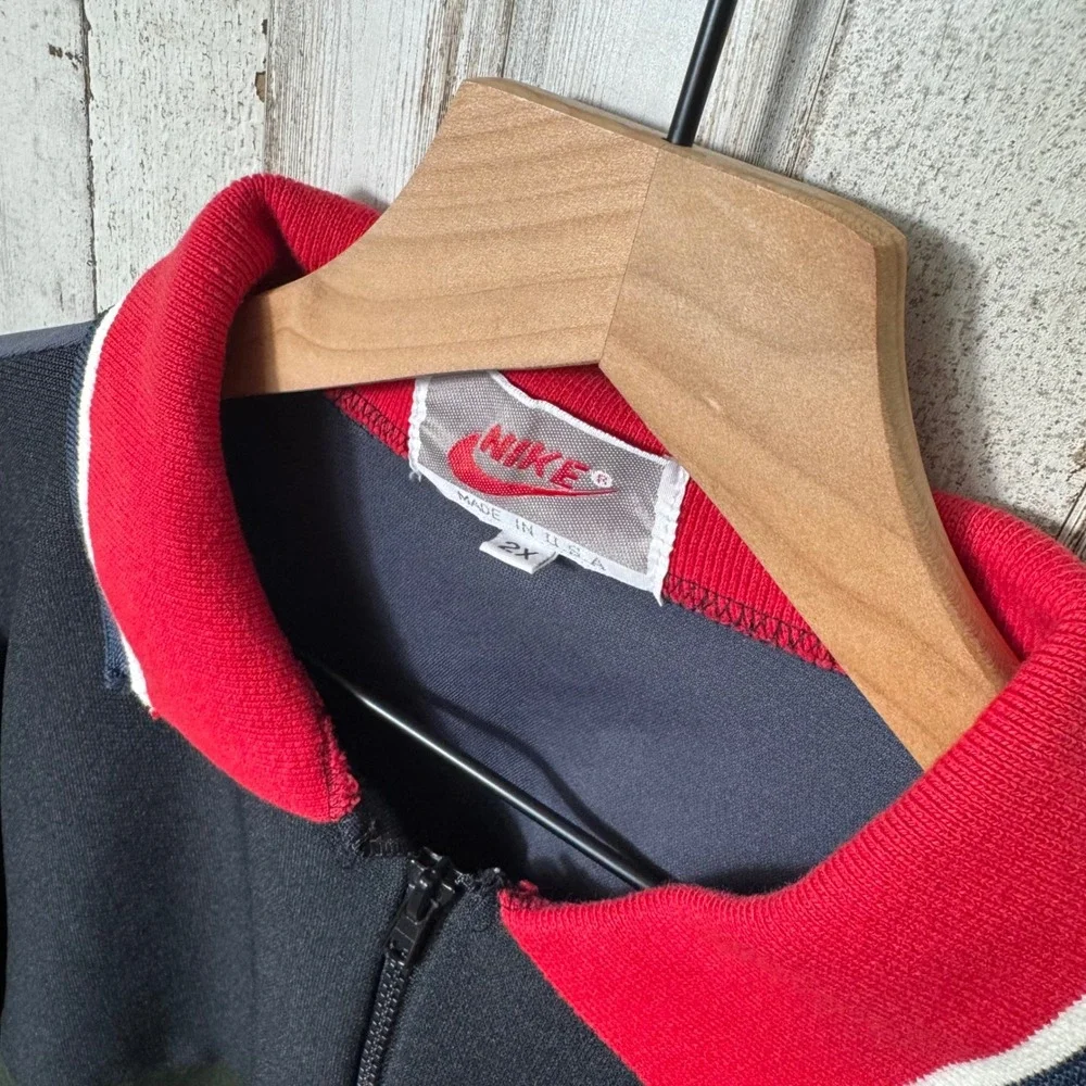 Vintage 80s Nike Colorblock Sweatshirt Collared Half Zip Thin USA‎ Mens 2XL